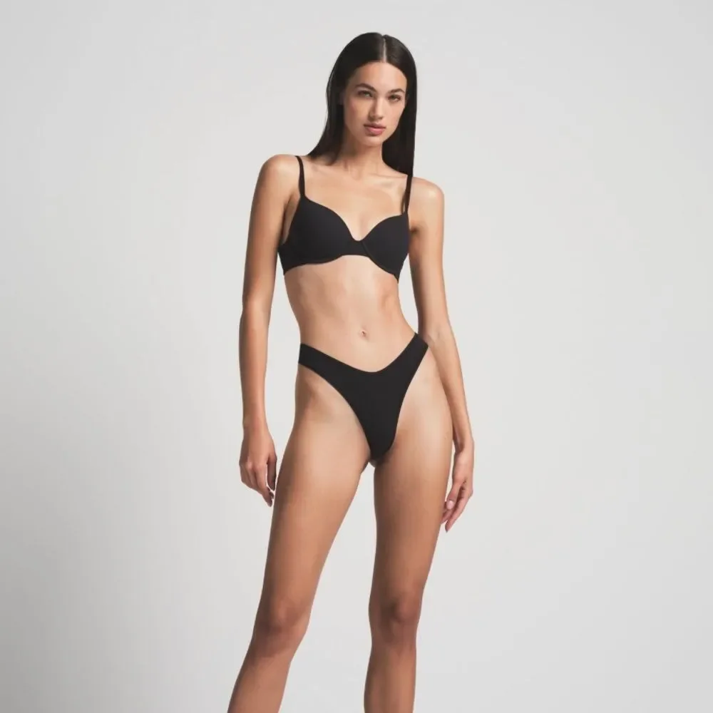 SKIMS FITS EVERYBODY T-SHIRT BRA BLACK 46D NWT - Picture 2 of 8
